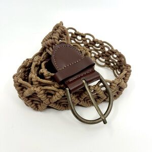 Brown Woven Belt with Metal Buckle